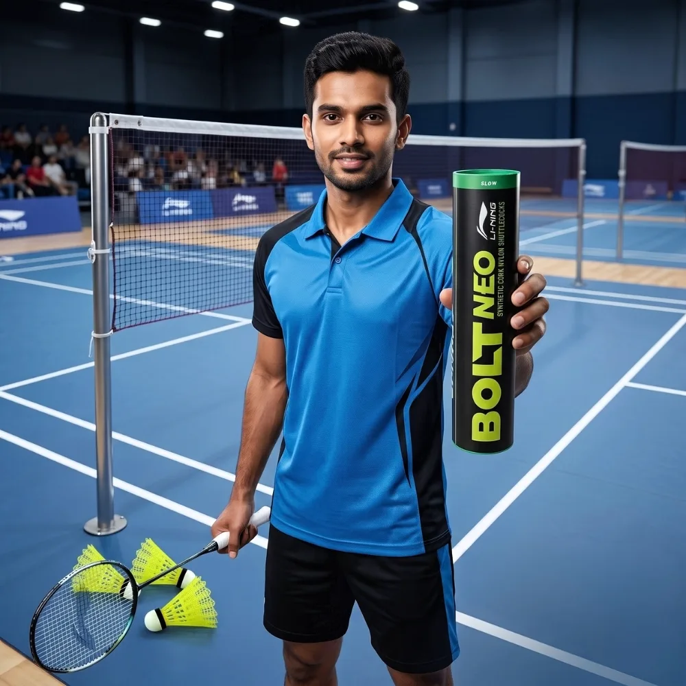 Li-Ning Bolt Neo Synthetic Cork Nylon Badminton Shuttlecocks (Pack of 6, Yellow), photo 4